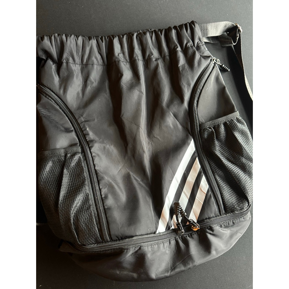 Basketball Black & White Drawstring Backpack - Picture 1 of 8